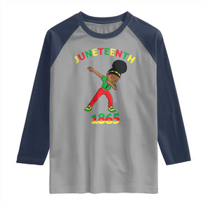 Funny Black History Raglan Shirt Dabbing Black Princess Juneteenth 1865 TS01 Sport Gray Navy Print Your Wear