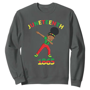 Funny Black History Sweatshirt Dabbing Black Princess Juneteenth 1865 TS01 Dark Heather Printyourwear