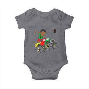 Funny Black History Baby Onesie African Kids Dabbing Black King In Monster Truck TS01 Charcoal Print Your Wear