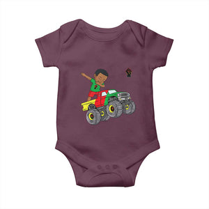 Funny Black History Baby Onesie African Kids Dabbing Black King In Monster Truck TS01 Maroon Print Your Wear