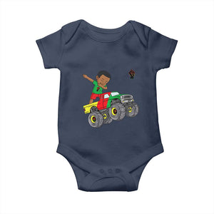 Funny Black History Baby Onesie African Kids Dabbing Black King In Monster Truck TS01 Navy Print Your Wear