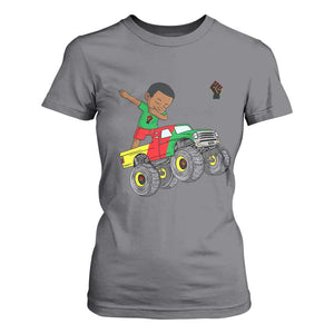 Funny Black History T Shirt For Women African Kids Dabbing Black King In Monster Truck TS01 Charcoal Print Your Wear