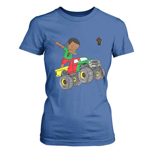 Funny Black History T Shirt For Women African Kids Dabbing Black King In Monster Truck TS01 Royal Blue Print Your Wear