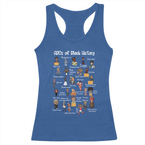 ABCs of Black History Pride Racerback Tank Top Juneteenth Black Freedom TS01 Royal Blue Print Your Wear