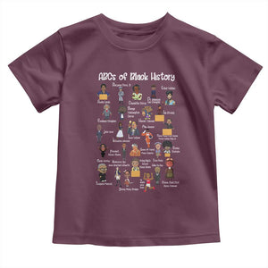 ABCs of Black History Pride Toddler T Shirt Juneteenth Black Freedom TS01 Maroon Print Your Wear