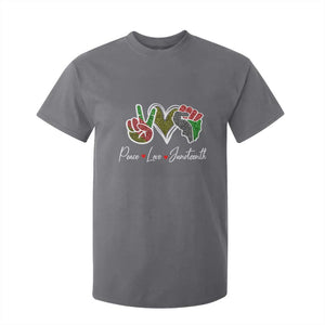 Peace Love Juneteenth T Shirt For Kid Black Freedom TS01 Charcoal Print Your Wear
