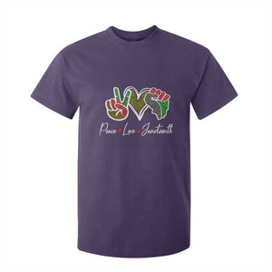 Peace Love Juneteenth T Shirt For Kid Black Freedom TS01 Purple Print Your Wear