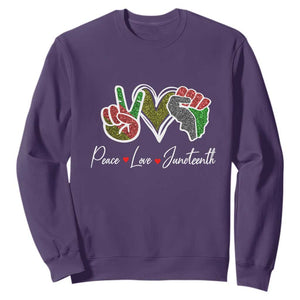 Peace Love Juneteenth Sweatshirt Black Pride Freedom TS01 Purple Printyourwear