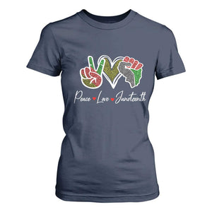 Peace Love Juneteenth T Shirt For Women Black Freedom TS01 Navy Print Your Wear