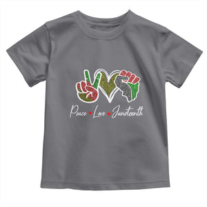 Peace Love Juneteenth Toddler T Shirt Black Freedom TS01 Charcoal Print Your Wear