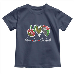 Peace Love Juneteenth Toddler T Shirt Black Freedom TS01 Navy Print Your Wear