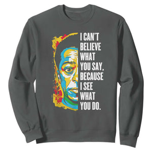 James Baldwin Graffiti Art Juneteenth Black History Month Sweatshirt TS01 Dark Heather Printyourwear