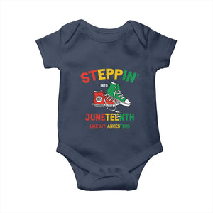 Stepping into Juneteenth 1865 Baby Onesie Like My Ancestors Sneakers TS01 Navy Print Your Wear