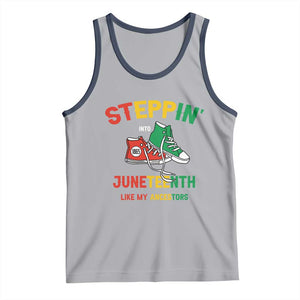 Stepping into Juneteenth 1865 Tank Top Like My Ancestors Sneakers TS01 Athletic Heather Navy Print Your Wear