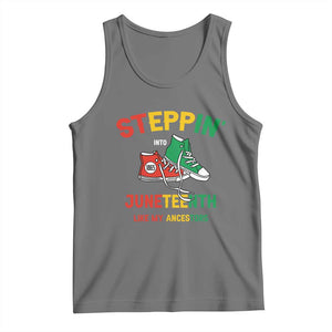 Stepping into Juneteenth 1865 Tank Top Like My Ancestors Sneakers TS01 Black Heather Print Your Wear
