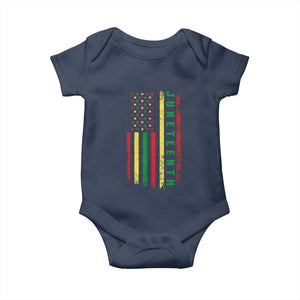 Juneteenth American Flag Baby Onesie Melanin Black Pride Pan African 1865 TS01 Navy Print Your Wear