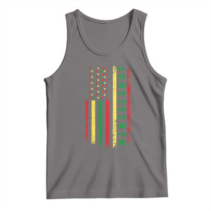 Juneteenth American Flag Tank Top Melanin Black Pride Pan African 1865 TS01 Deep Heather Print Your Wear
