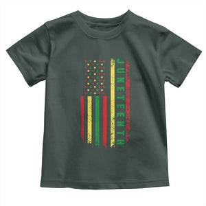 Juneteenth American Flag Toddler T Shirt Melanin Black Pride Pan African 1865 TS01 Dark Forest Green Print Your Wear
