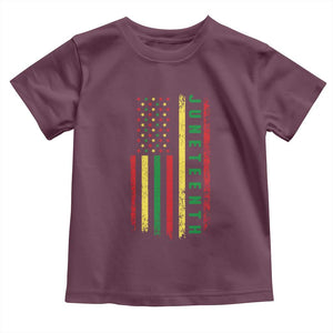 Juneteenth American Flag Toddler T Shirt Melanin Black Pride Pan African 1865 TS01 Maroon Print Your Wear