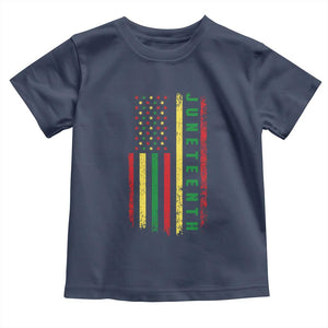 Juneteenth American Flag Toddler T Shirt Melanin Black Pride Pan African 1865 TS01 Navy Print Your Wear