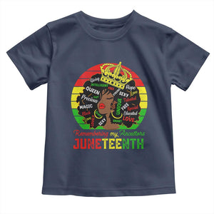 Black Women Toddler T Shirt Remembering My Ancestors Juneteenth Celebrate TS01 Navy Print Your Wear