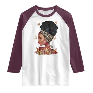 Black Girl Magic Raglan Shirt Afro Melanin Queen African American Women TS01 White Maroon Print Your Wear