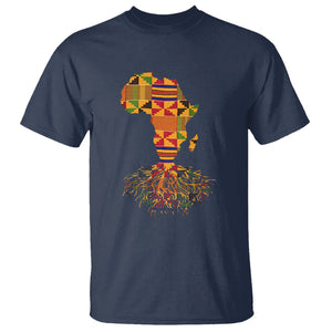 My Roots Black History T Shirt With Traditional Kente and Africa Map TS01 Navy Printyourwear