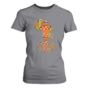 My Roots Black History T Shirt For Women With Traditional Kente and Africa Map TS01 Charcoal Print Your Wear