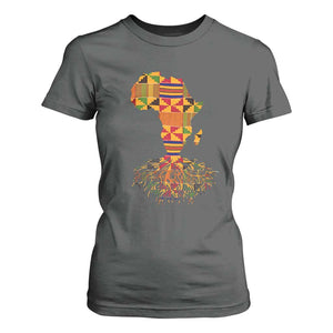 My Roots Black History T Shirt For Women With Traditional Kente and Africa Map TS01 Dark Heather Print Your Wear