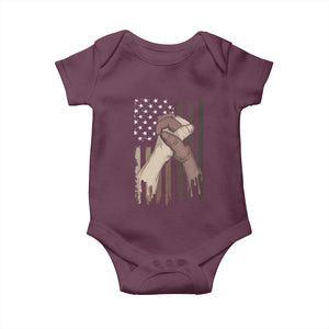 Black American Baby Onesie US Flag Holding Hands TS01 Maroon Print Your Wear