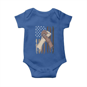 Black American Baby Onesie US Flag Holding Hands TS01 Royal Blue Print Your Wear
