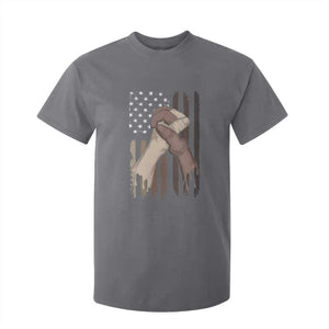Black American T Shirt For Kid US Flag Holding Hands TS01 Charcoal Print Your Wear