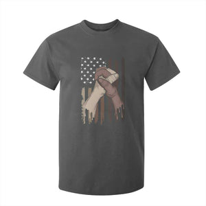Black American T Shirt For Kid US Flag Holding Hands TS01 Dark Heather Print Your Wear