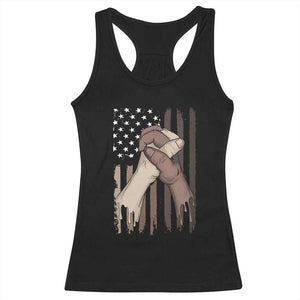Black American Racerback Tank Top US Flag Holding Hands TS01 Black Print Your Wear
