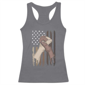 Black American Racerback Tank Top US Flag Holding Hands TS01 Charcoal Print Your Wear