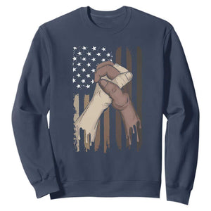 US Flag with Black & American Hands BLM Sweatshirt TS01 Navy Printyourwear