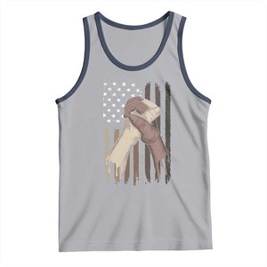Black American Tank Top US Flag Holding Hands TS01 Athletic Heather Navy Print Your Wear