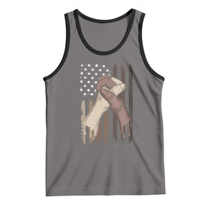 Black American Tank Top US Flag Holding Hands TS01 Deep Heather Black Print Your Wear