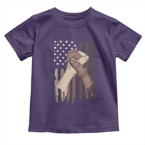 Black American Toddler T Shirt US Flag Holding Hands TS01 Purple Print Your Wear
