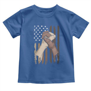 Black American Toddler T Shirt US Flag Holding Hands TS01 Royal Blue Print Your Wear