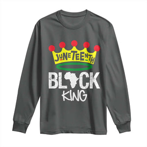Juneteenth Black King Long Sleeve Shirt 1865 African Pride Black Power TS01 Dark Heather Print Your Wear