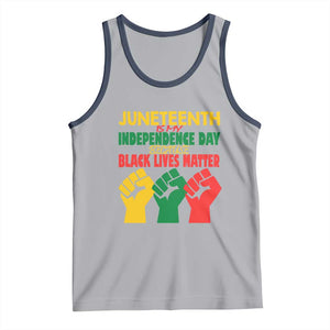 Juneteenth Is My Independence Day Tank Top Because BLM TS01 Athletic Heather Navy Print Your Wear
