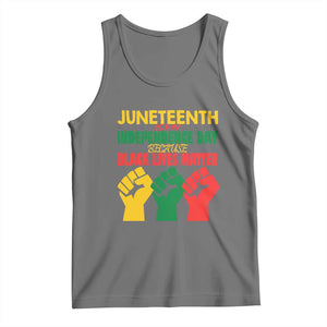 Juneteenth Is My Independence Day Tank Top Because BLM TS01 Black Heather Print Your Wear