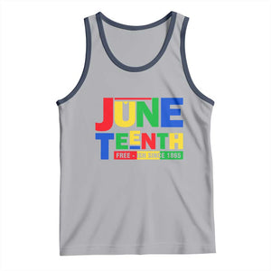 Juneteenth Free Ish Since 1865 Tank Top TS01 Athletic Heather Navy Print Your Wear
