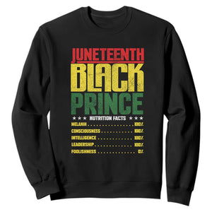 Juneteenth Black Prince Nutrition Facts Sweatshirt TS01 Black Printyourwear
