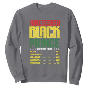 Juneteenth Black Prince Nutrition Facts Sweatshirt TS01 Charcoal Printyourwear