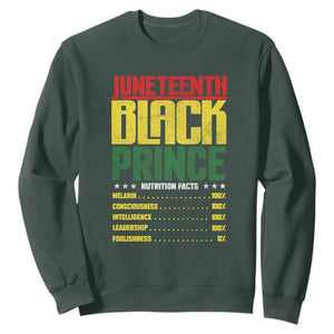 Juneteenth Black Prince Nutrition Facts Sweatshirt TS01 Dark Forest Green Printyourwear