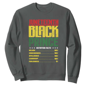 Juneteenth Black Prince Nutrition Facts Sweatshirt TS01 Dark Heather Printyourwear