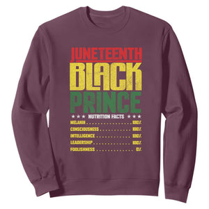 Juneteenth Black Prince Nutrition Facts Sweatshirt TS01 Maroon Printyourwear