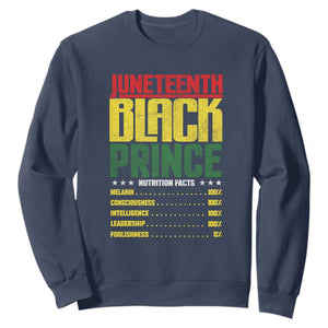 Juneteenth Black Prince Nutrition Facts Sweatshirt TS01 Navy Printyourwear